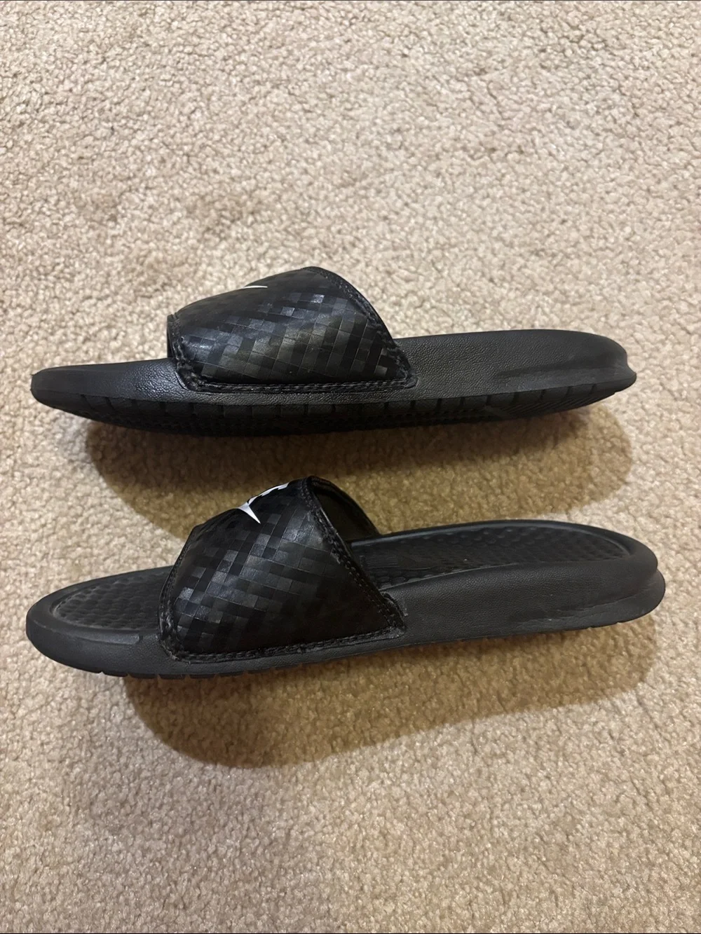 Nike Black Slide Sandals with White Logo